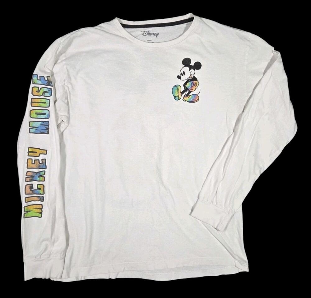 Mickey Mouse Long Sleeve T-Shirt Disney Big Graphic Streetwear White XL Unisex